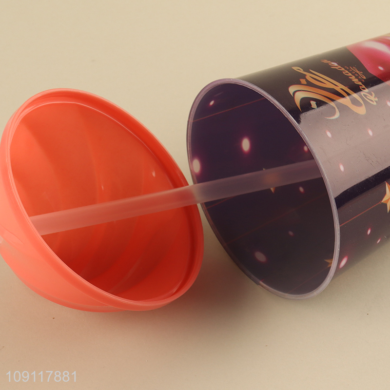 China products plastic water cup straw cup with lid for sale