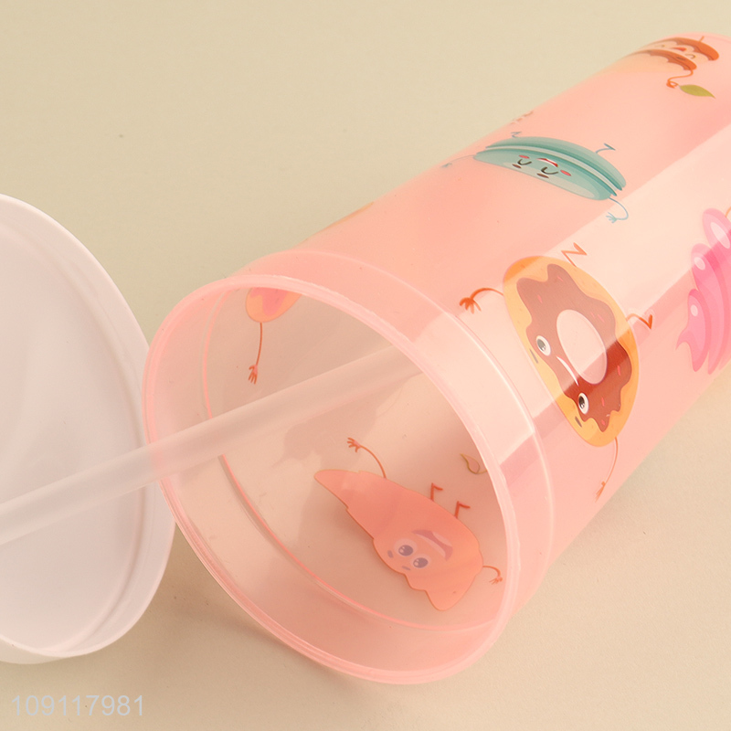 Factory supply cartoon printed 500ml water cup straw cup