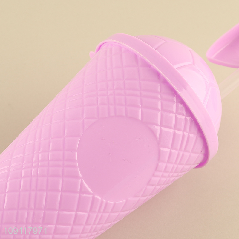 Good sale plastic 500ml water cup straw cup drinking cup wholesale