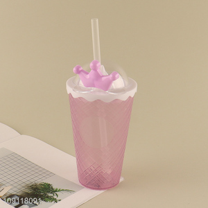 China products purple plastic girls water cup drinking cup straw cup