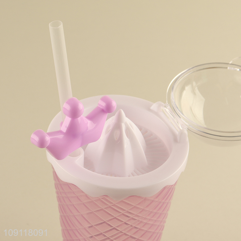China products purple plastic girls water cup drinking cup straw cup