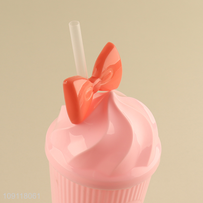 Online wholesale pink girls plastic water cup straw cup