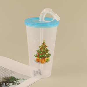 Popular products christmas gifts plastic water cup drinking cup straw cup
