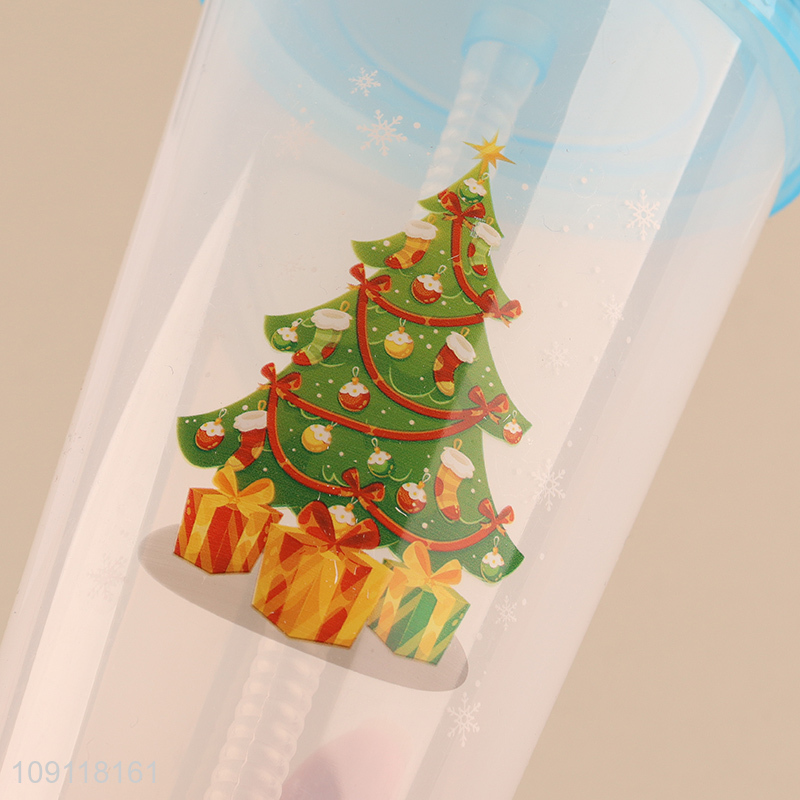 Popular products christmas gifts plastic water cup drinking cup straw cup