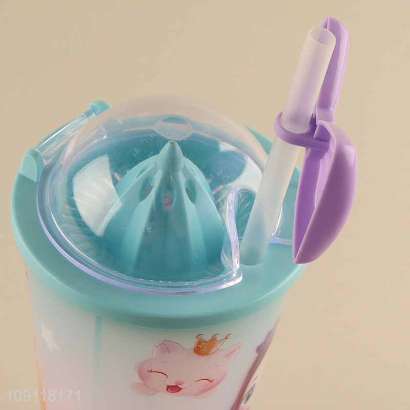 New arrival cartoon girls princess plastic water cup drinking cup straw cup