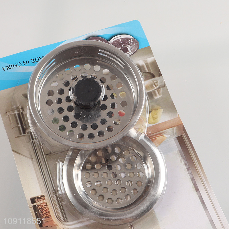 Factory Price 2 Pieces Rust Proof Stainless Steel Kitchen Bathroom Sink Strainers