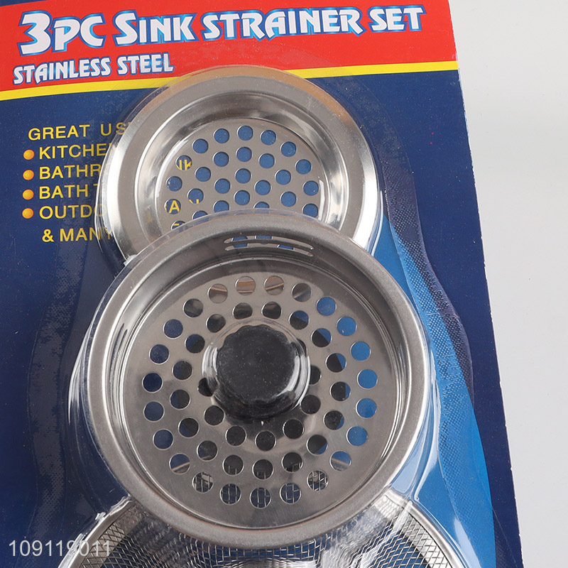 High Quality 3 Pieces Stainless Steel Sink Drain Strainers for Kitchen Bathroom
