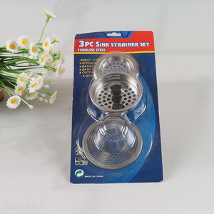 Factory Price 3 Pieces Sink Stainers Heavy Duty Stainless Steel Sink Strainers