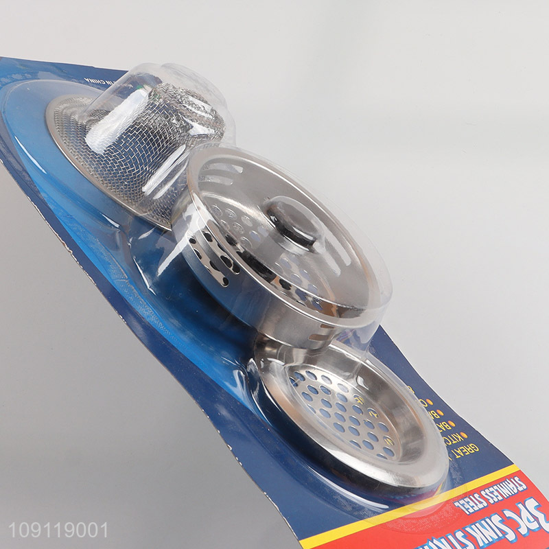 Factory Price 3 Pieces Sink Stainers Heavy Duty Stainless Steel Sink Strainers
