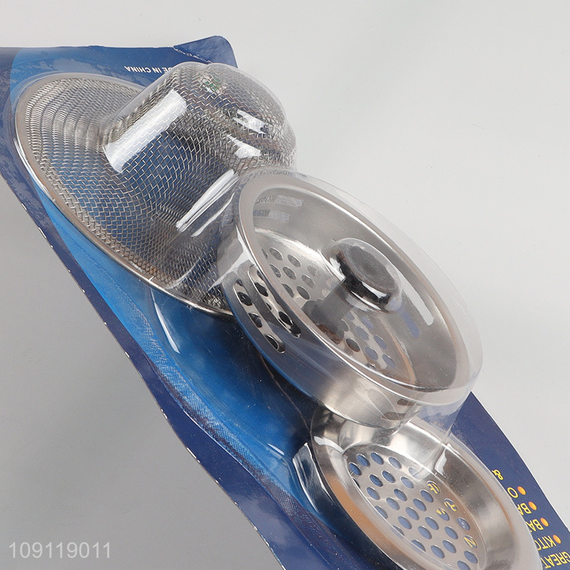 High Quality 3 Pieces Stainless Steel Sink Drain Strainers for Kitchen Bathroom