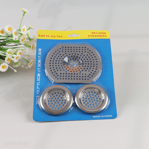 High Quality 3 Pieces Stainless Steel Kitchen Sink Drainers Strainers for Bathroom