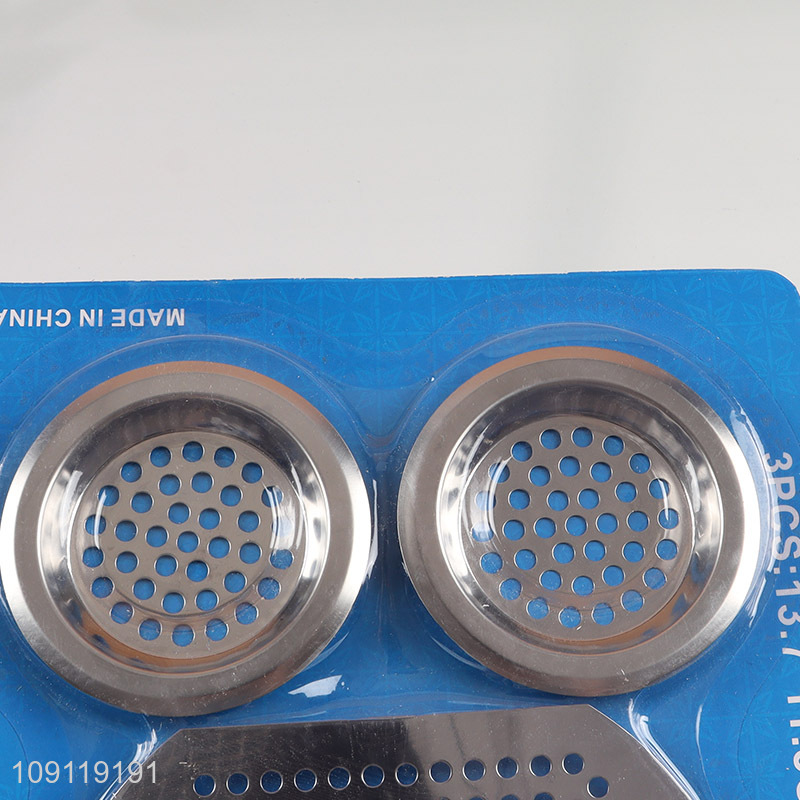 High Quality 3 Pieces Stainless Steel Kitchen Sink Drainers Strainers for Bathroom