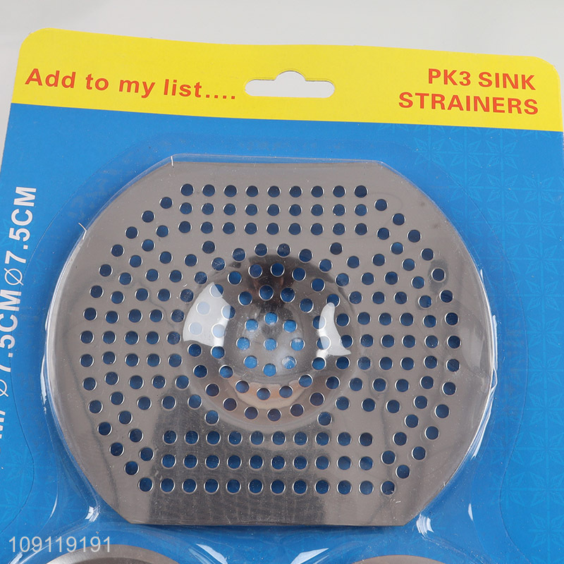 High Quality 3 Pieces Stainless Steel Kitchen Sink Drainers Strainers for Bathroom