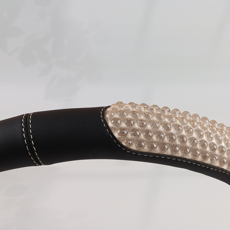 Factory Supply Anti-Slip PVC Leather Steering Wheel Cover for Most Cars