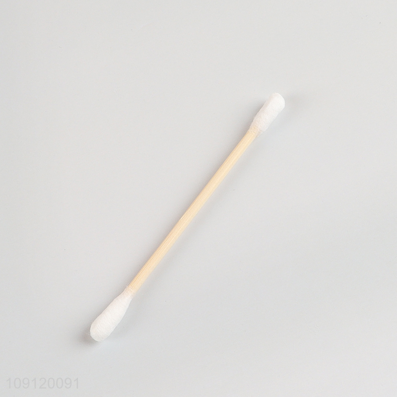 Factory Wholesale 100 Pieces Double-Ended Cotton Swabs with Bamboo Sticks