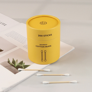 New Arrival 200 Pieces Cotton Swabs Natural Cotton Buds with Bamboo Stick