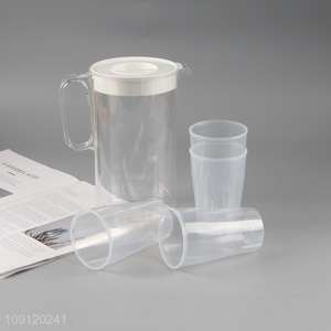 Factory Price 2200ML Plastic Water Pitchter Water Jug Set with 4 Cups