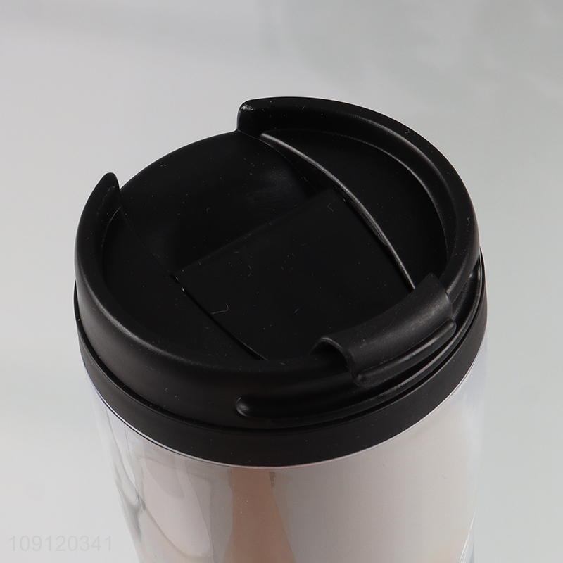 New Product 350ML Double Walled Plastic Tumbler Travel Coffee Mug with Lid
