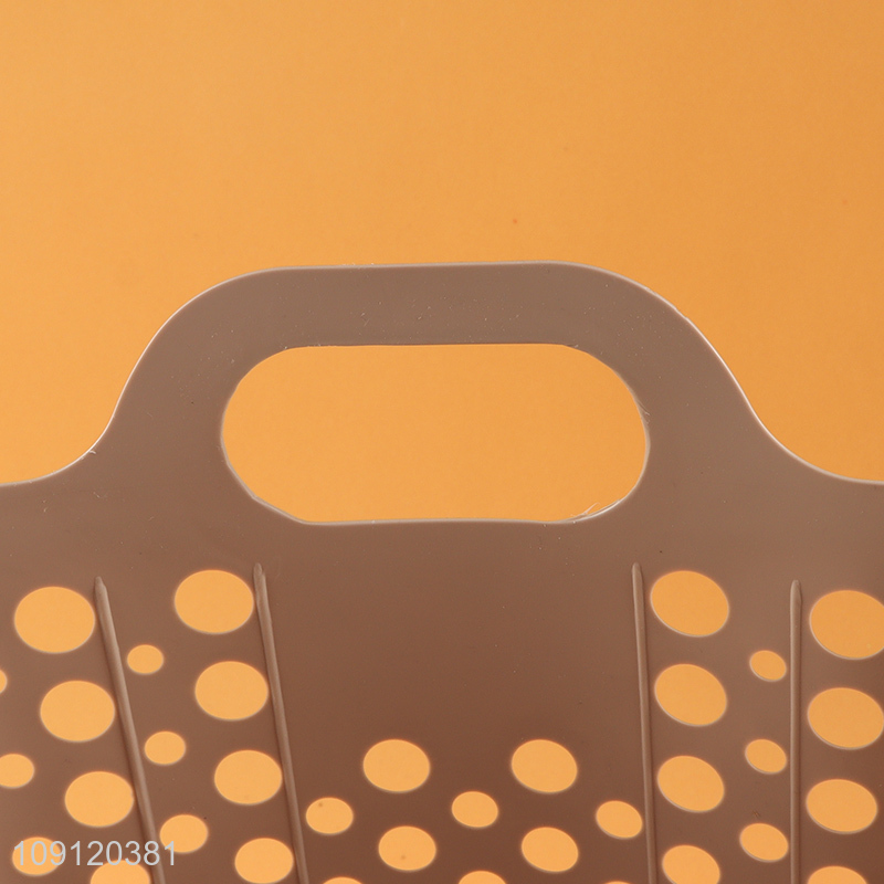 Wholesale Small Hollowed Out Plastic Laundry Basket Clothes Hamper for Bathroom