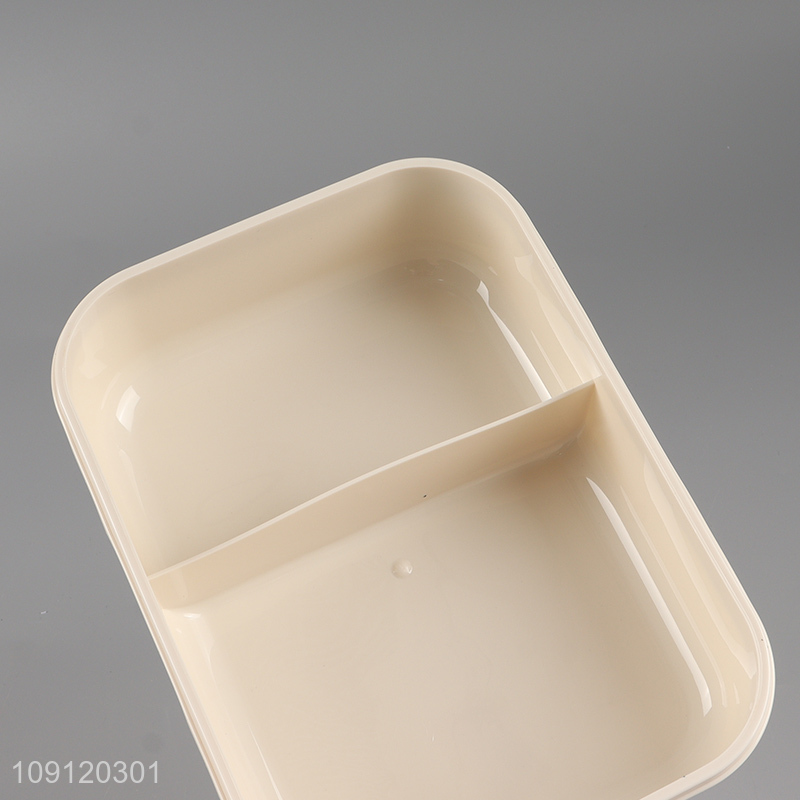 Factory Price 2-Compartment Plastic Lunch Box Meal Pre Container for Kids Adults
