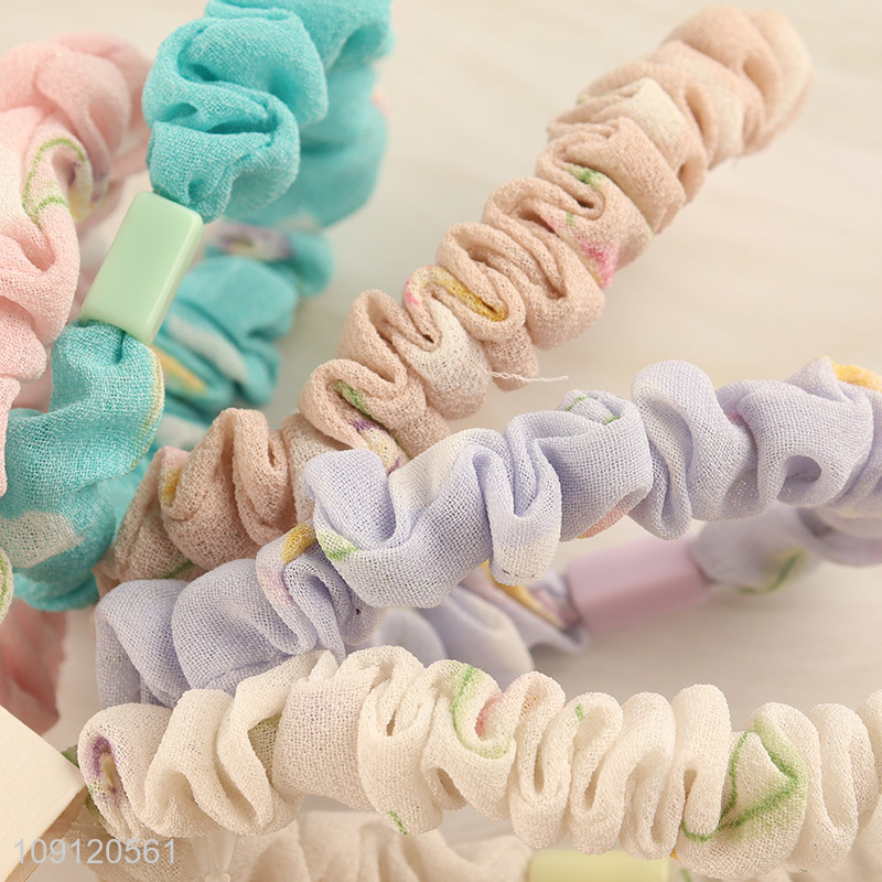 Factory price multicolor 5pcs elastic girls hair band hair rope set
