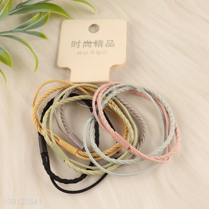 Top quality multicolor 6pcs elastic hair band hair rope for women