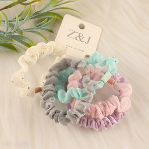 Good sale multicolor 5pcs elastic hair band hair rope girls hair decoration