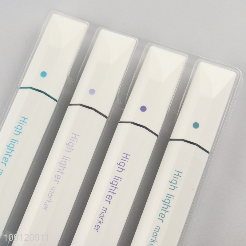 New product 4pcs school office stationery soft head highlighter pen set