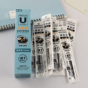 China supplier black 20pcs 0.5mm long lasting gel ink pen refill