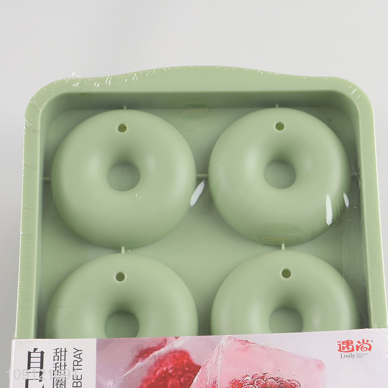Factory Price 8-Cavity Food Grade Silicone Donut Ice Mold with Lid