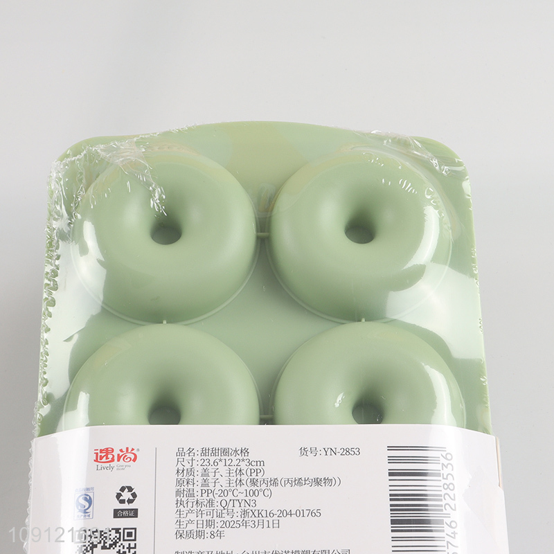 Factory Price 8-Cavity Food Grade Silicone Donut Ice Mold with Lid