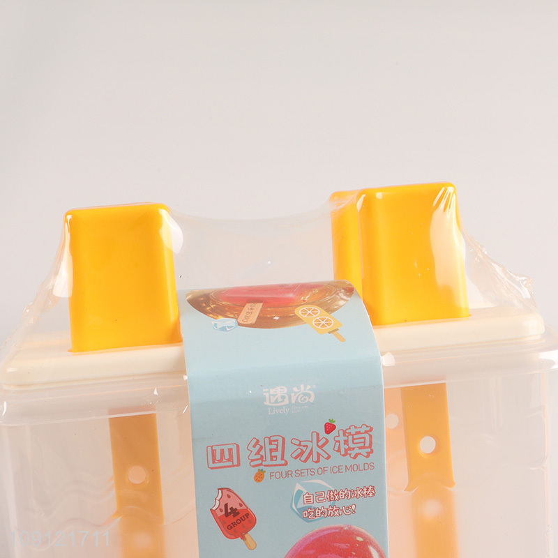 Wholesale 4 Pieces BPA Free Plastic Ice Pop Molds Homemade Popsicle Molds