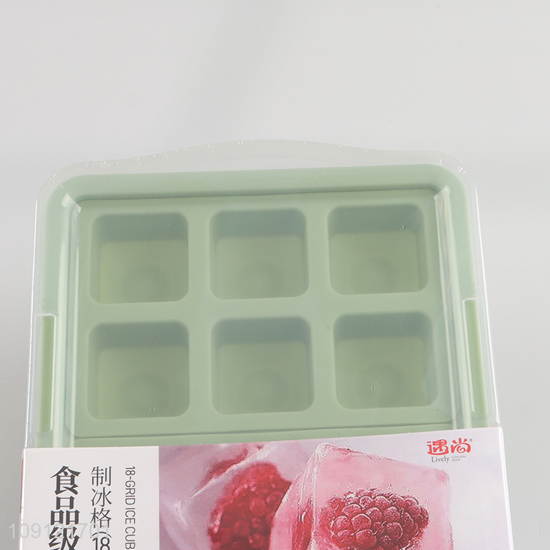 High Quality 18-Cavity Food Grade Silicone Ice Mold with Sealing Lid