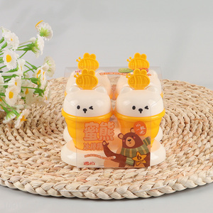 Hot Sale 4 Pieces Cute Cartoon Ice Pop Molds Plastic Popsicle Molds