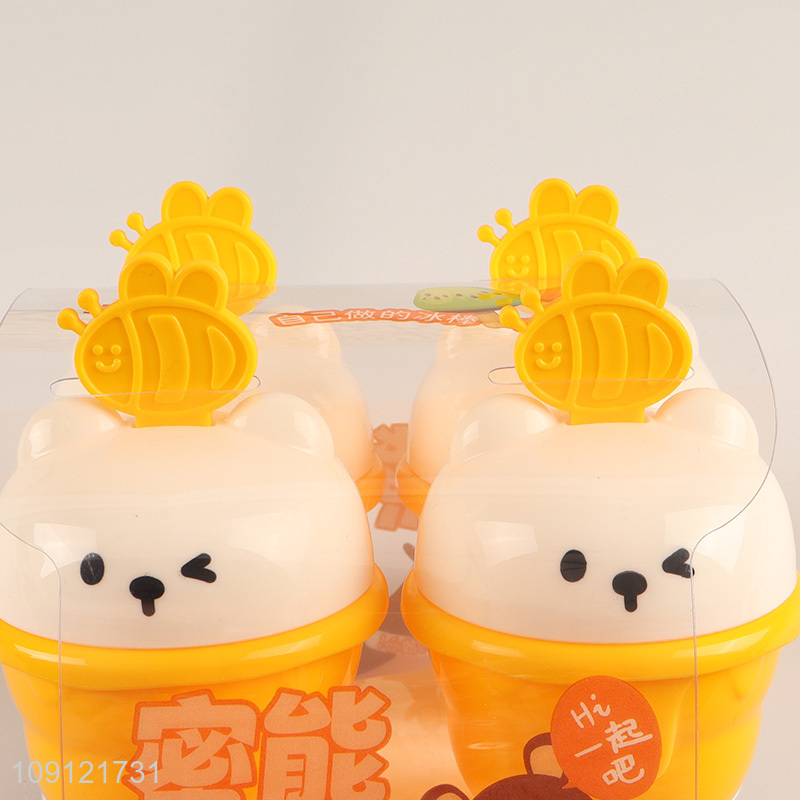 Hot Sale 4 Pieces Cute Cartoon Ice Pop Molds Plastic Popsicle Molds