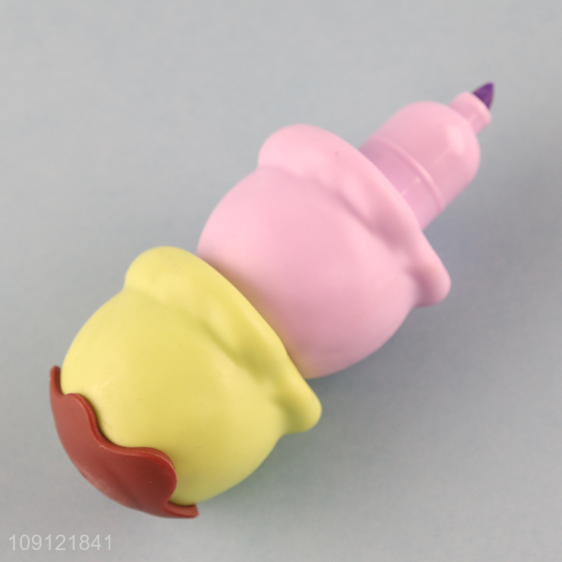 Hot selling multicolor ice cream shape highlighter pen for school office