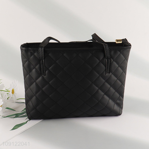 Hot selling black pu leather fashionable ladies handbag wholesale