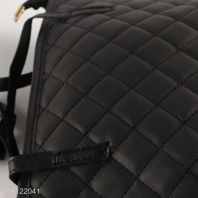 Hot selling black pu leather fashionable ladies handbag wholesale