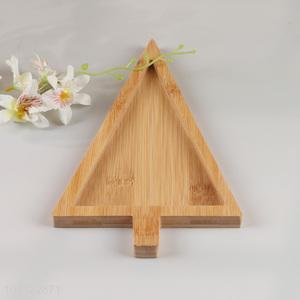 High Quality Triangular Bamboo Serving Tray Serving Plate for Snacks Fruits
