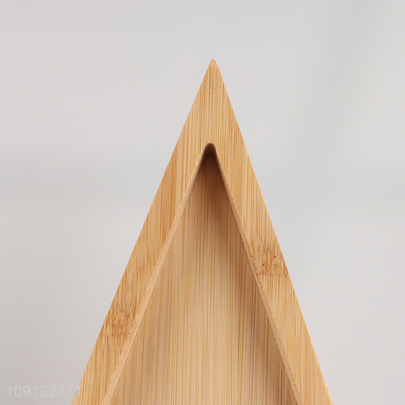 High Quality Triangular Bamboo Serving Tray Serving Plate for Snacks Fruits