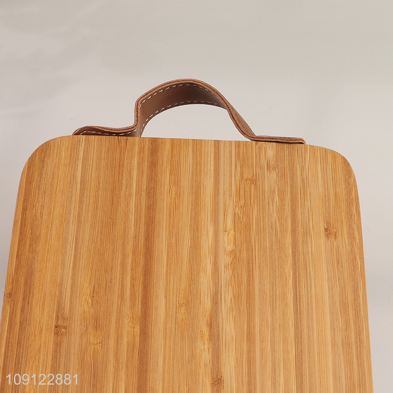 Hot Selling Bamboo Serving Tray Bamboo Serving Platter with PU Leather Handles