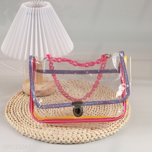 New Product Clear Waterproof PVC Handbag with Chain Strap for Women Ladies