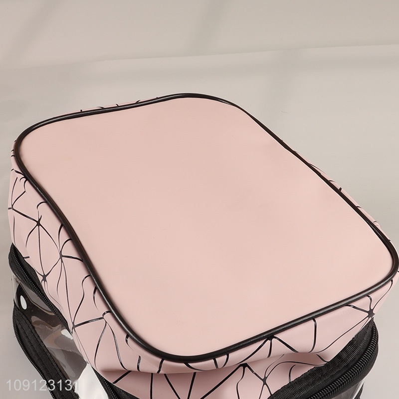 Wholesale PU Leather Makeup Bag Double-Layer Cosmetic Case Toiletry Organizer