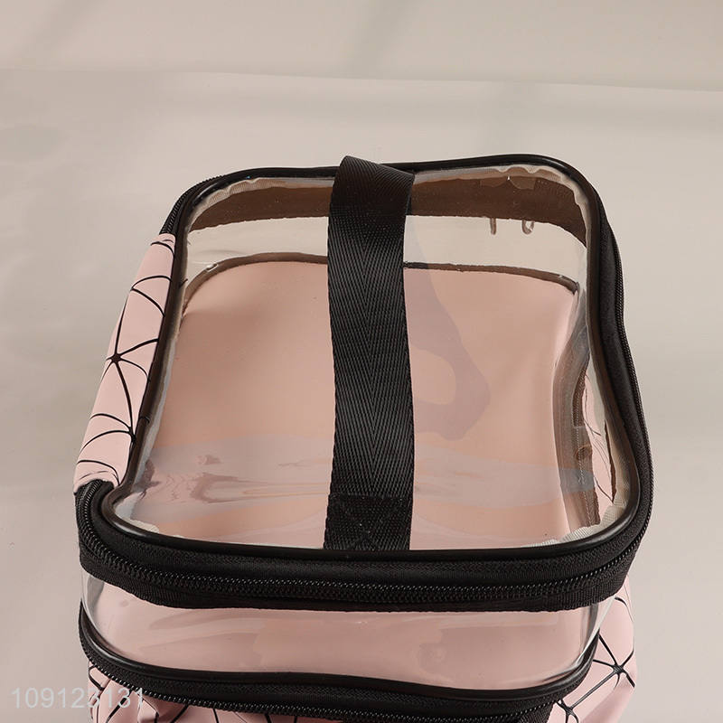 Wholesale PU Leather Makeup Bag Double-Layer Cosmetic Case Toiletry Organizer