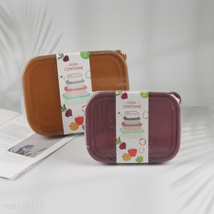 Factory Price 3 Pieces Plastic Food Storage Containers Bento Lunch Boxes