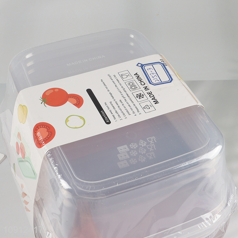 Factory Price 3 Pieces Plastic Food Storage Containers Bento Lunch Boxes