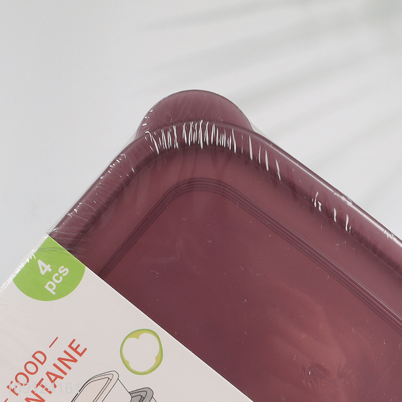 High Quality 4 Pieces Plastic Food Storage Containers Meal Prep Containers