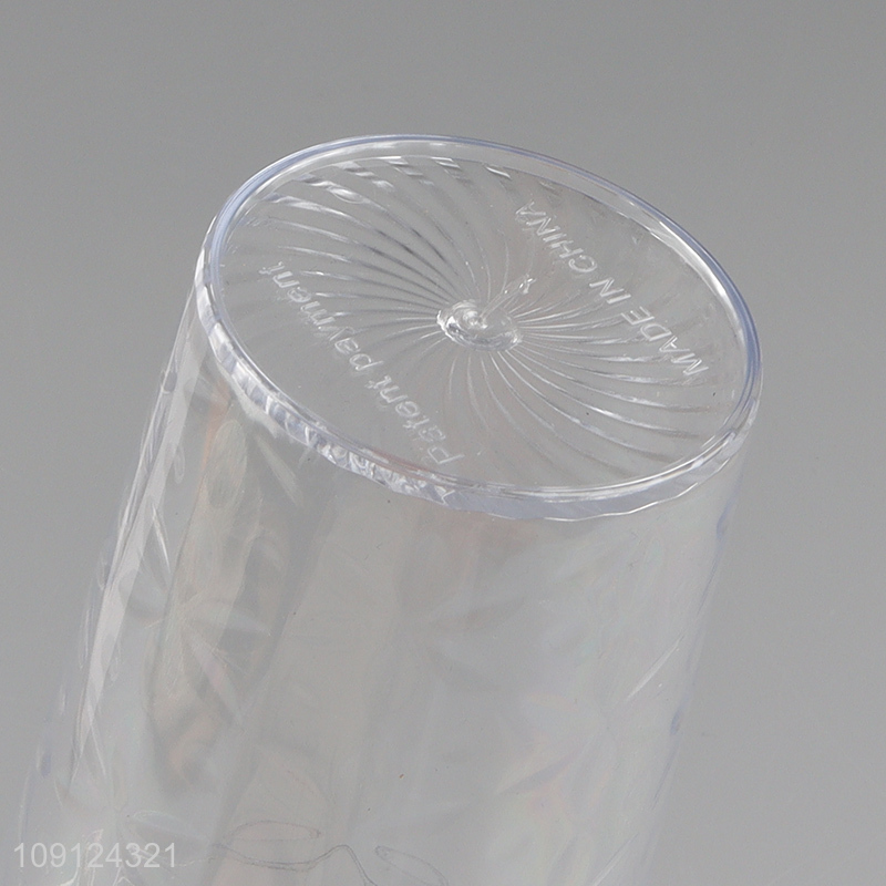 Wholesale 4PCS Gold Rimmed Plastic Water Cups Clear Embossed Plastic Cups