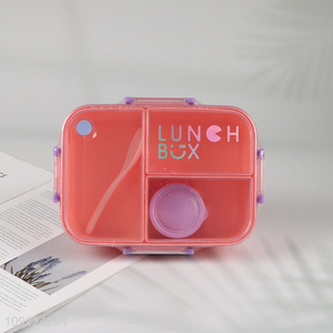High Quality Plastic Bento Lunch Box Lunch Container with Spoon & Sauce Box
