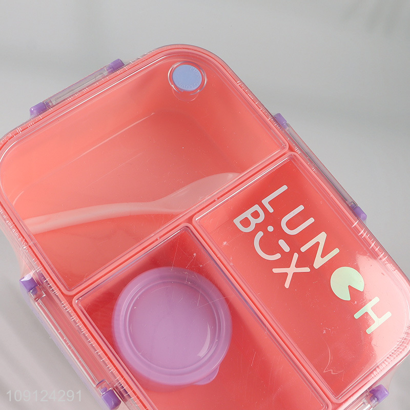 High Quality Plastic Bento Lunch Box Lunch Container with Spoon & Sauce Box